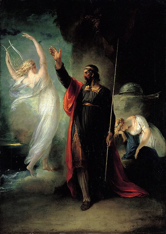 Prospero Speaks with Ariel as Miranda Sleeps